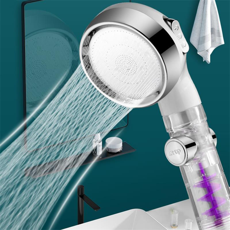Zestaw prysznicowy SPA z głowicą 3-funkcyjną, zatrzymaniem przyciskowym, filtrem antywapnowym i oszczędzaniem wody - Wianko - 2