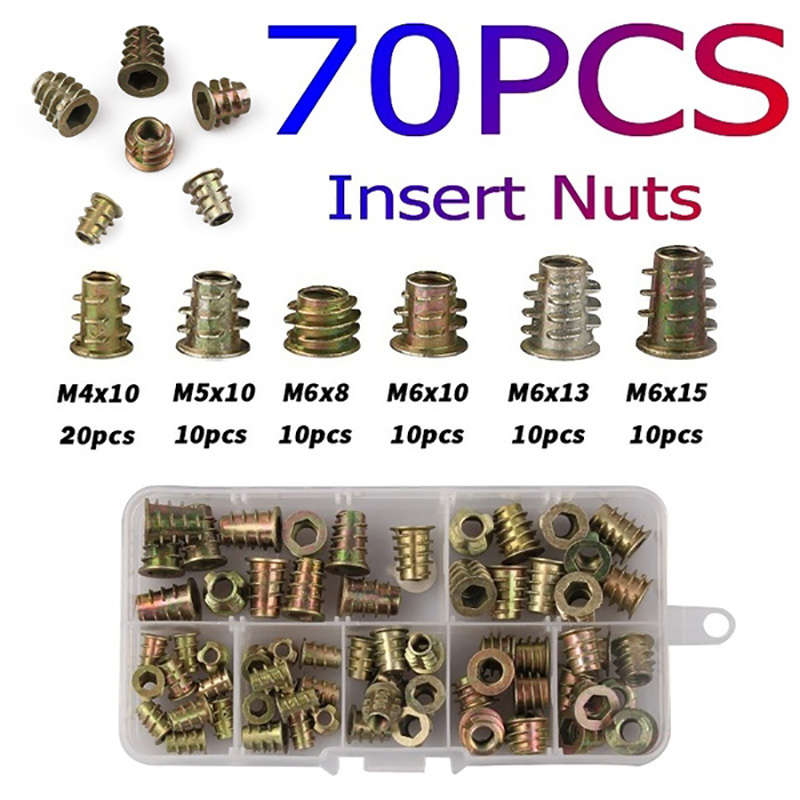 230pcs Threaded Inserts Screw in Nut Insert for Wood Furniture