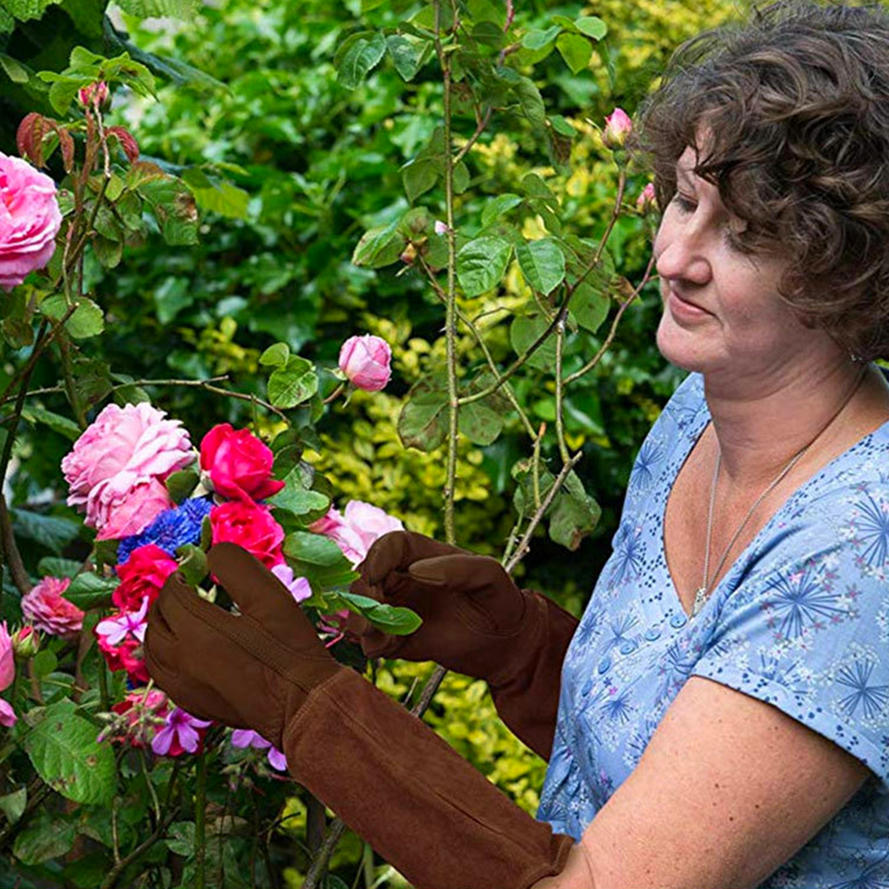 1 Pair Heavy Duty Gardening Rose Pruning Gauntlet Gloves Thorn Proof Long Sleeve Work Welding Garden Gloves long hedge trimmer