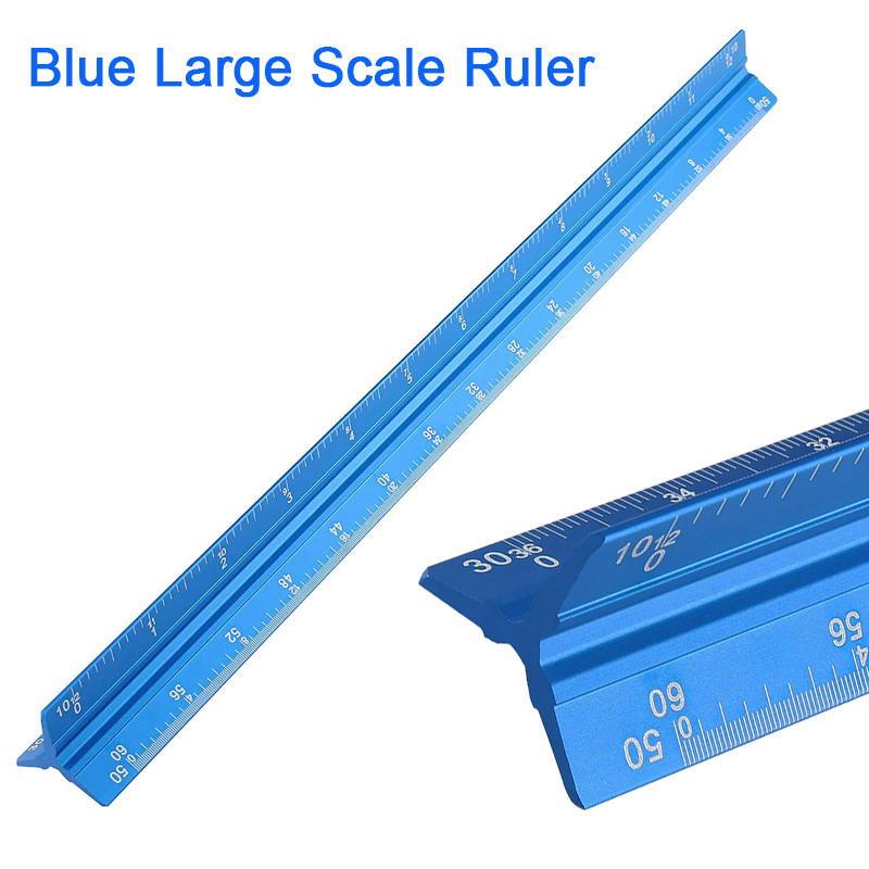 Aluminum Triangular Architect Ruler Laser-Etched Imperial Scales Multicolor  30CM