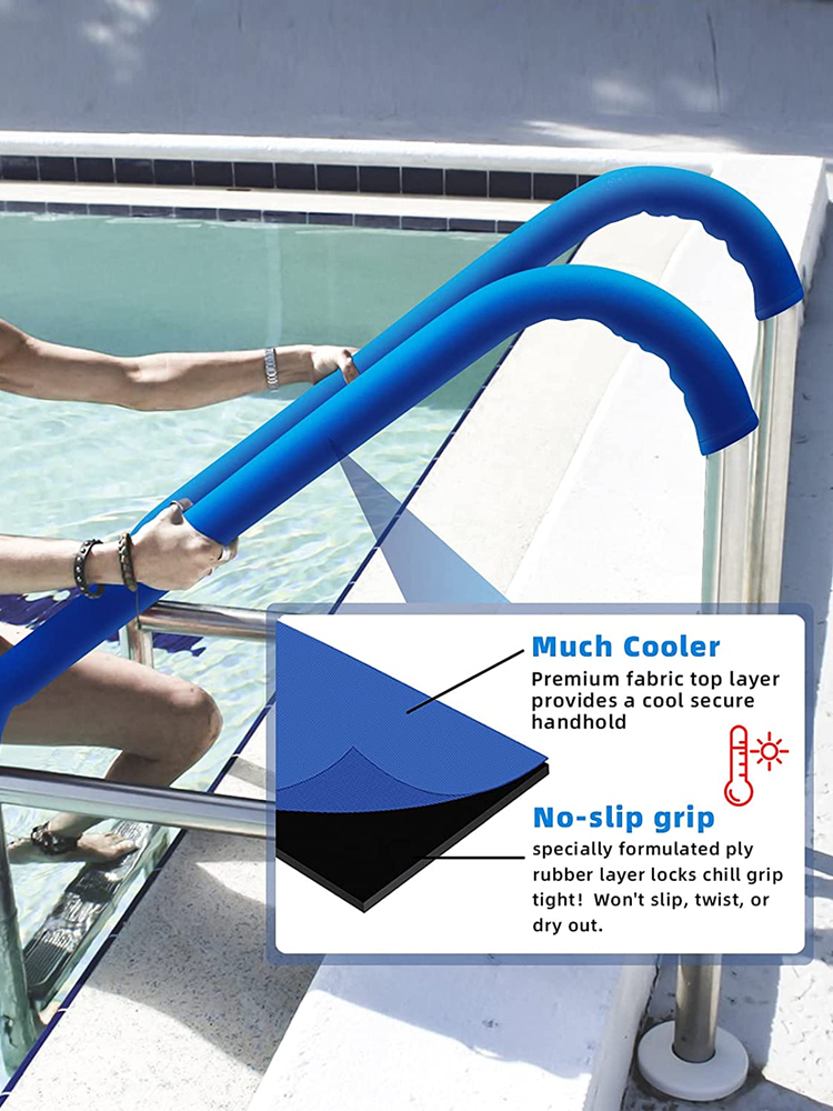 Blue-4/6/8Ft 2PCS Swimming Pool Ladder Step Hand Rail Cover Pool Grips Cover Hand Anti-Slip Sleeve Rail Cover Protector 