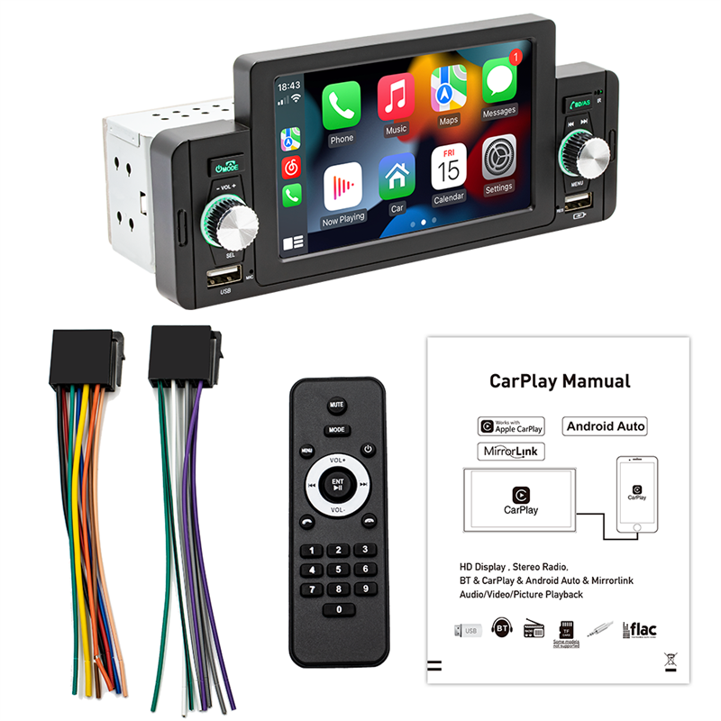 Reproductor Multimedia con pantalla táctil HD para coche, reproductor MP5 de  5 pulgadas, 1DIN, Apple CarPlay, Android, Bluetooth, Audio, cámara de  respaldo - AliExpress