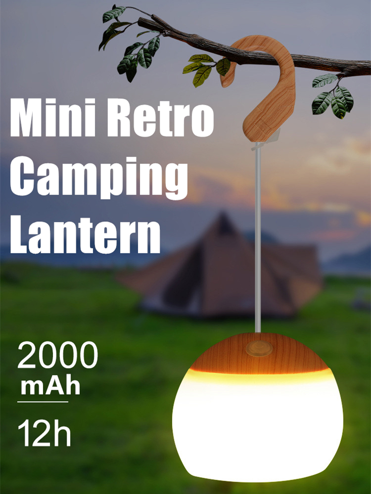 Mini Retro Camping Lantern USB Rechargeable Hanging Hook Night Light Battery Powered,Tent Table Light For Outdoor Emergency 10 1667808017659