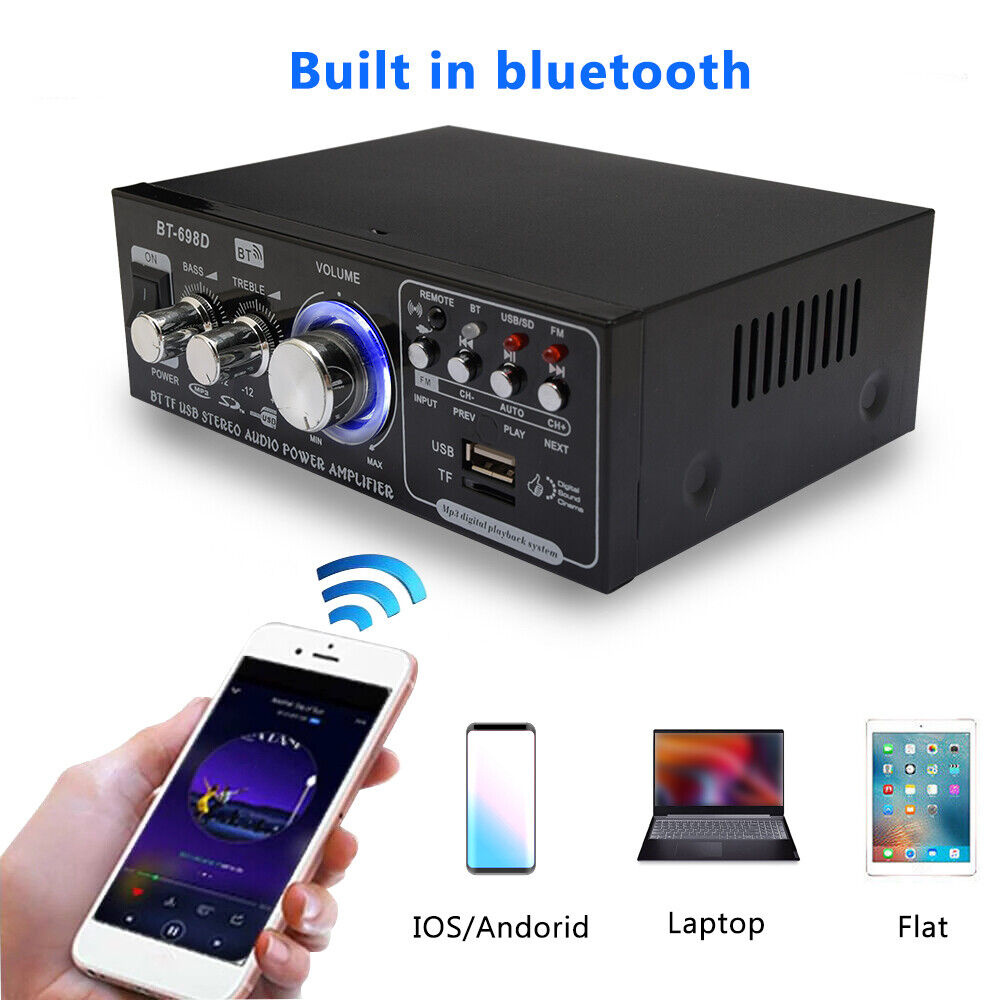 2-канальный Hi-Fi стерео усилитель мощности, 12 В, 110-220 В, bluetooth,  FM-радио, автомобильный домашний аудиоусилитель, усилитель с дистанционным  управлением | AliExpress