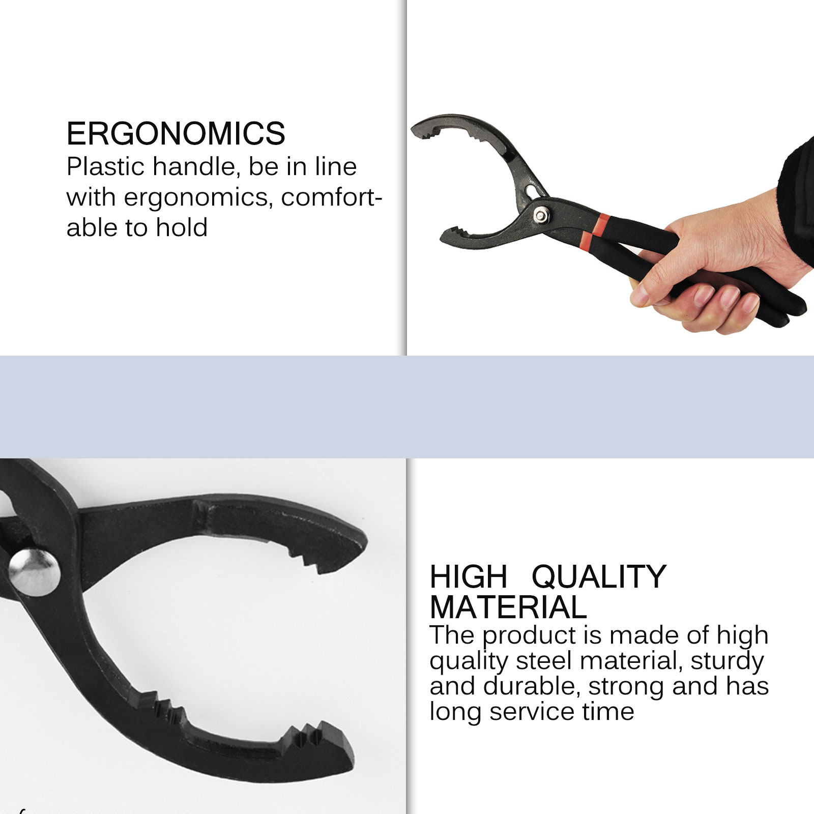 Steel Oil Filter Pliers Oil Filter Removal Pliers 22.5cm 10 Inch Adjustable Oil  Filter Wrench Pliers For Oil Filters Diameter 45-145mm(black)